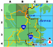 尾鷲の干物屋　上野商店への地図