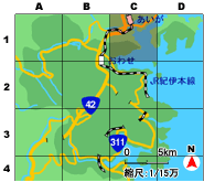 古道の宿　コテージ・ウッドペックへの地図